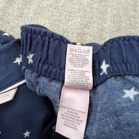 Victoria’s Secret Cotton Flannel Long Sleeve Blue Pajamas Set M Long - Picture 13 of 13